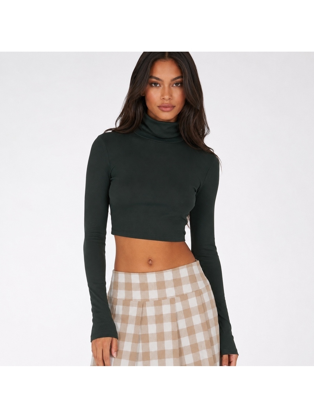 Aritzia Sunday Best Freshman Cropped Turtleneck Green Ribbed Top S